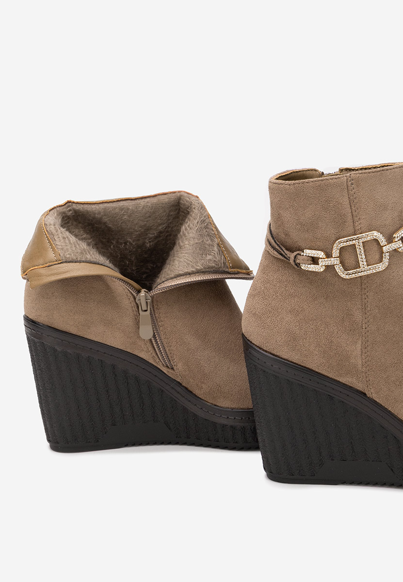 Khaki kotníkové čižmy na platforme Charlet V3