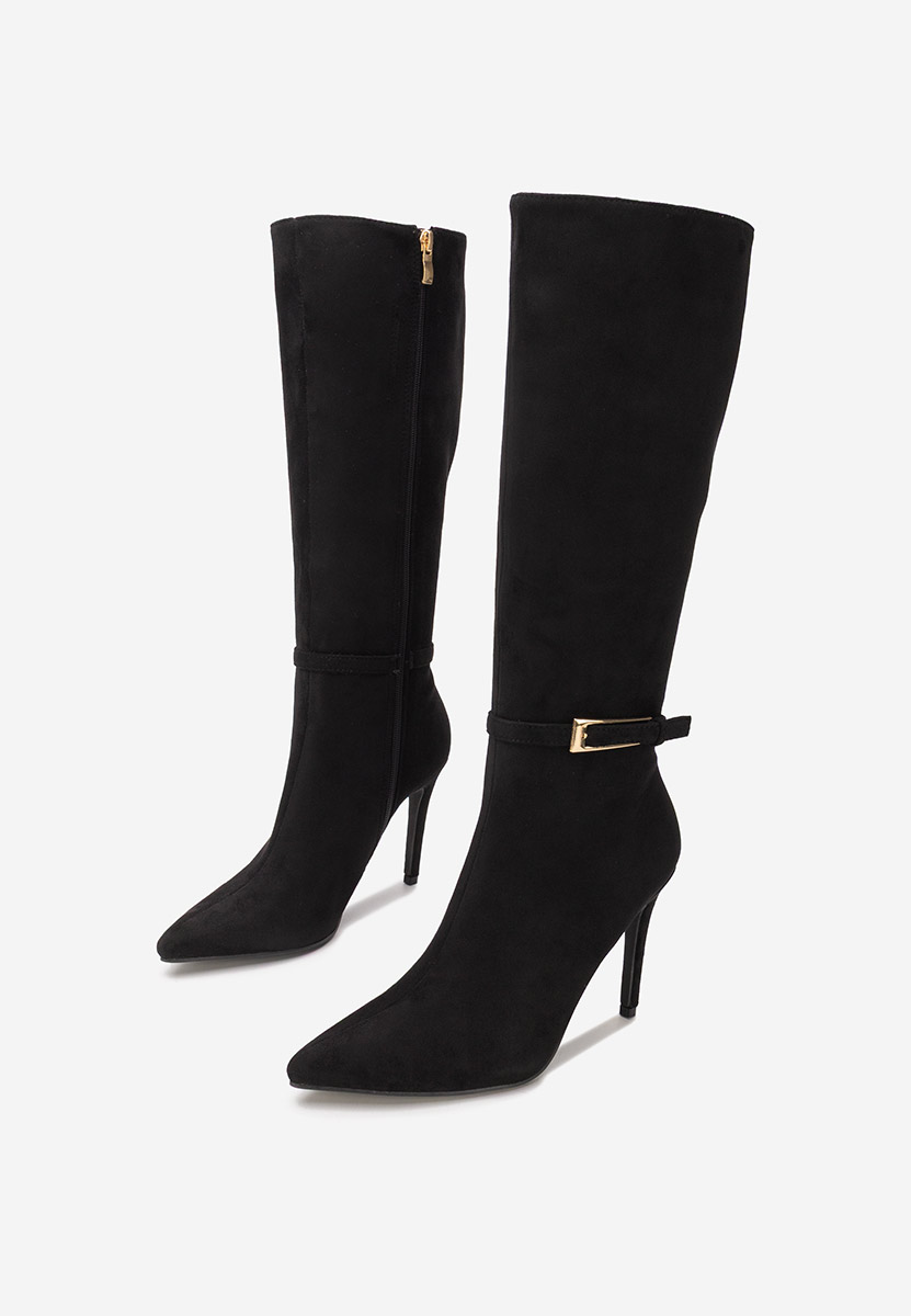 Čierne čižmy na tenkom podpätku Narcisia