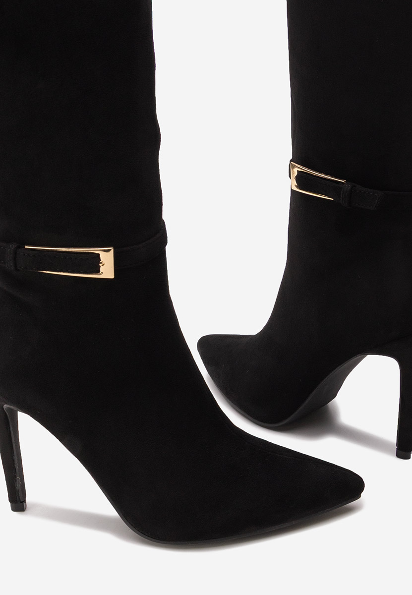 Čierne čižmy na tenkom podpätku Narcisia