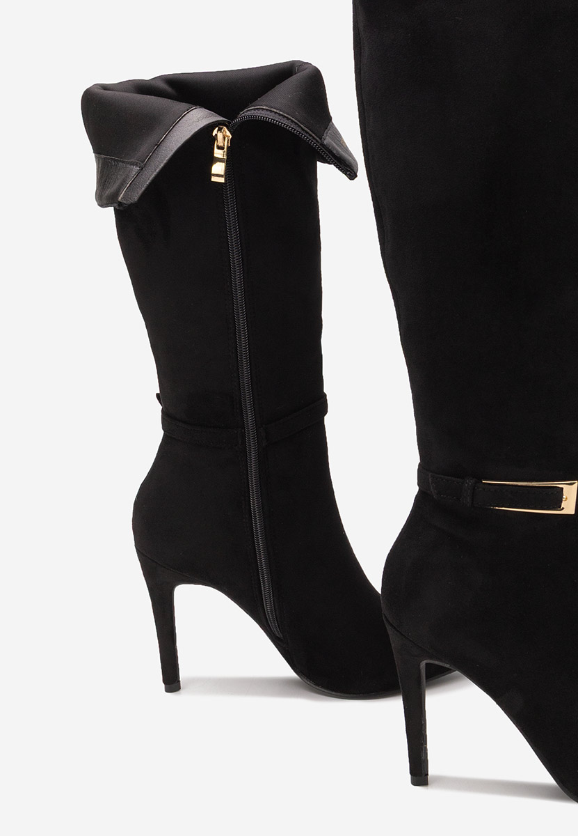 Čierne čižmy na tenkom podpätku Narcisia