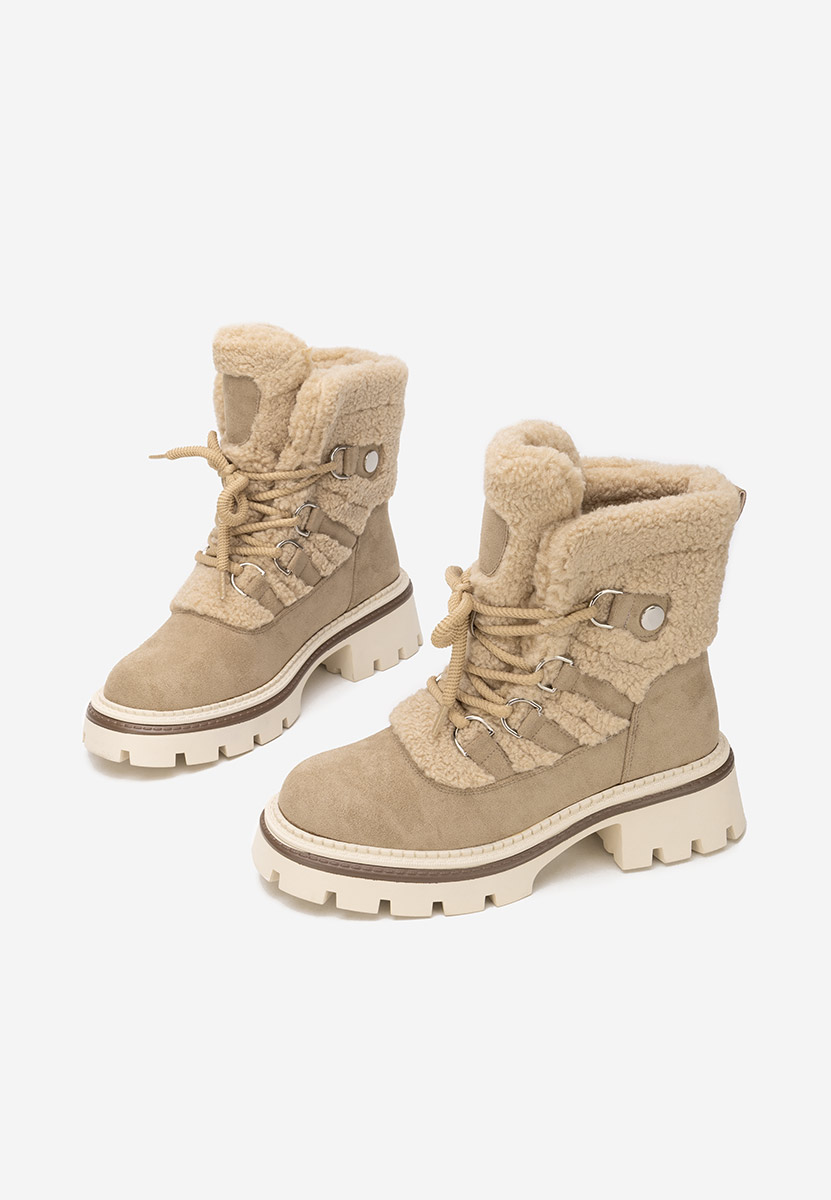 Khaki dámske zimné členkové čižmy Kalindra