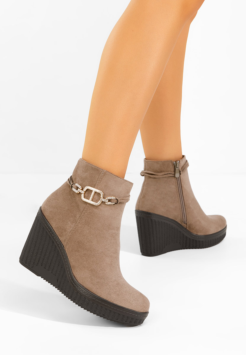 Khaki kotníkové čižmy na platforme Charlet V3