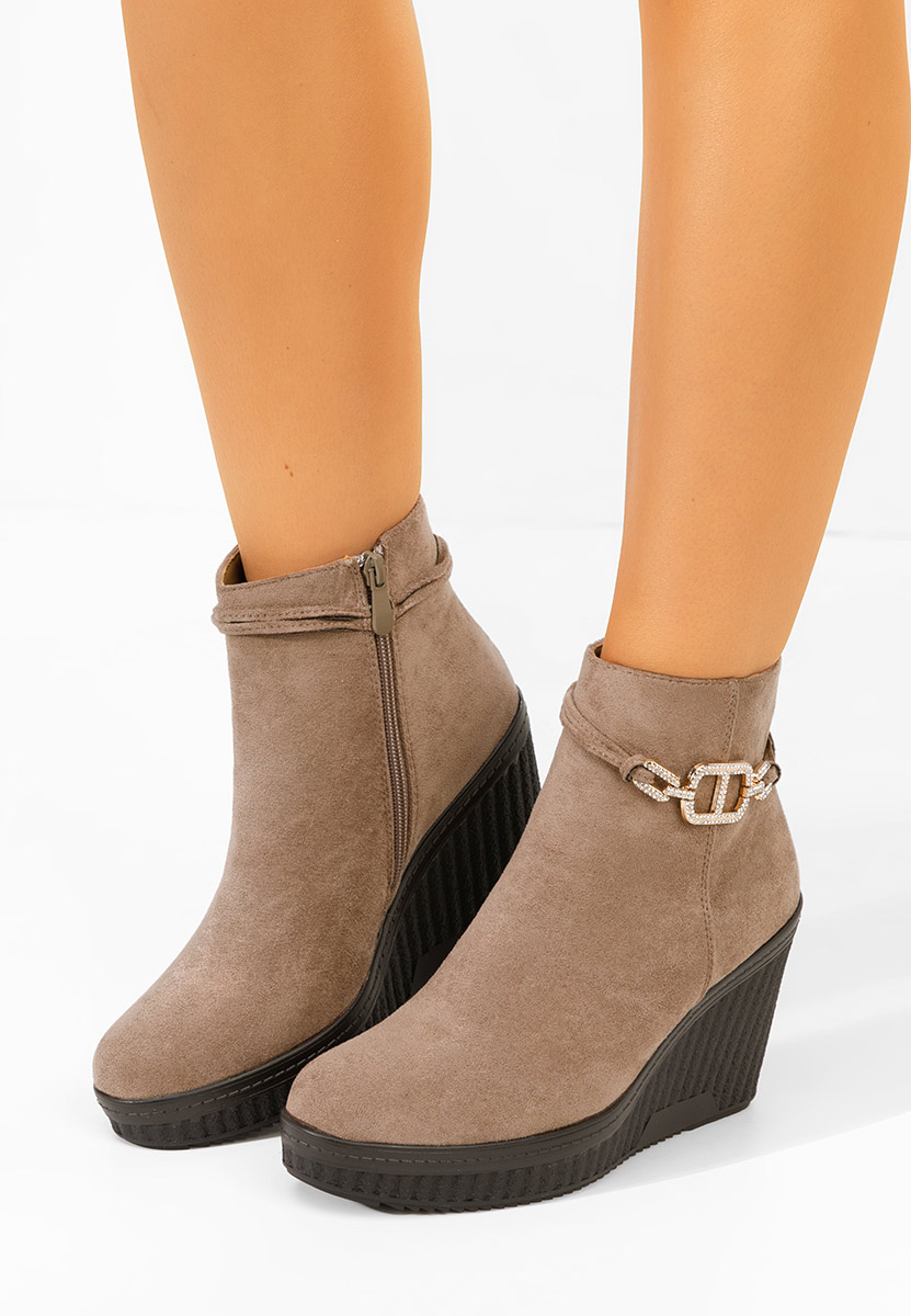 Khaki kotníkové čižmy na platforme Charlet V3