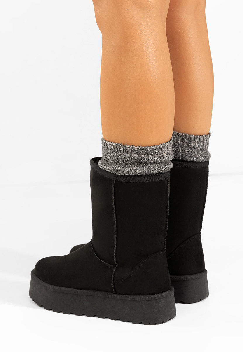 Čierne členkové dámske snehule na platforme Luisana