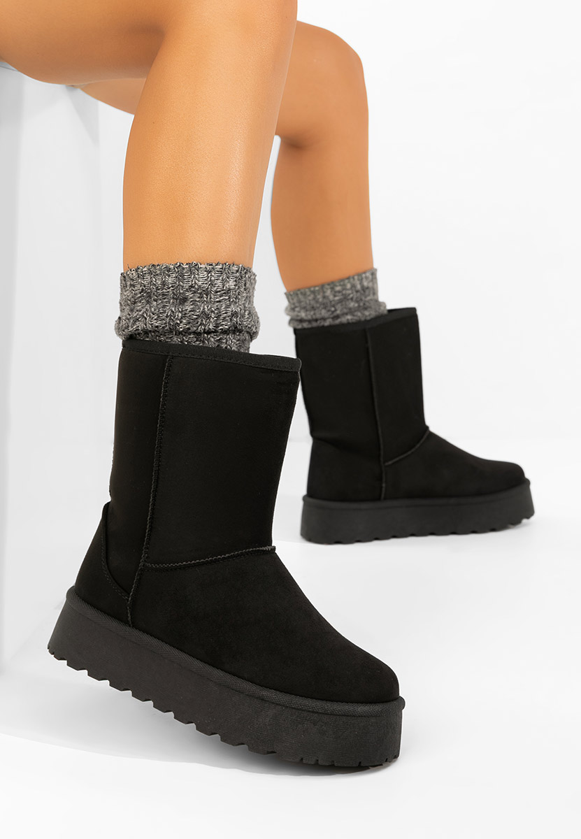 Čierne členkové dámske snehule na platforme Luisana