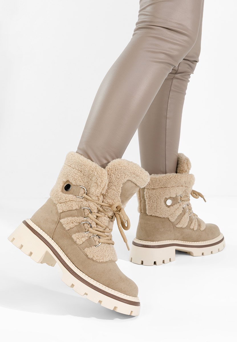 Khaki dámske zimné členkové čižmy Kalindra
