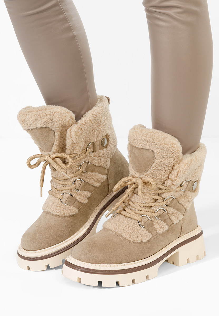 Khaki dámske zimné členkové čižmy Kalindra
