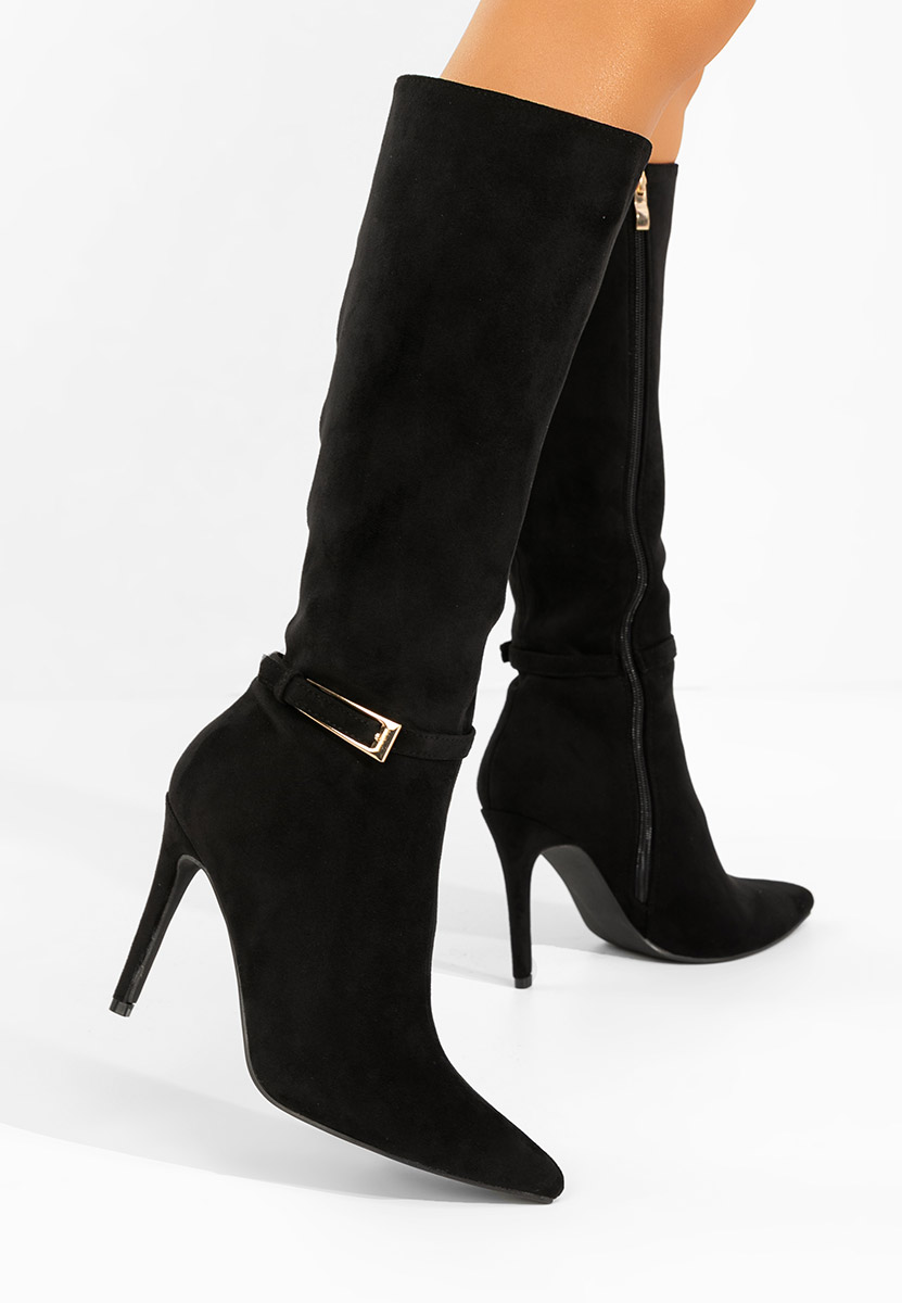 Čierne čižmy na tenkom podpätku Narcisia