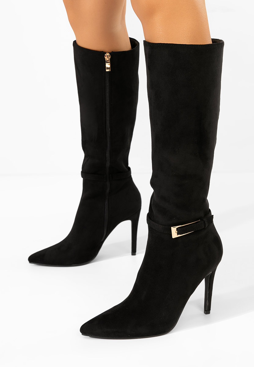 Čierne čižmy na tenkom podpätku Narcisia