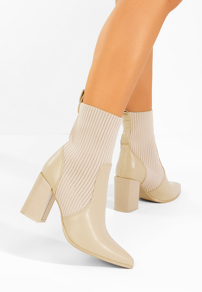 Khaki členkové čižmy na hrubom podpätku Vinuele V2