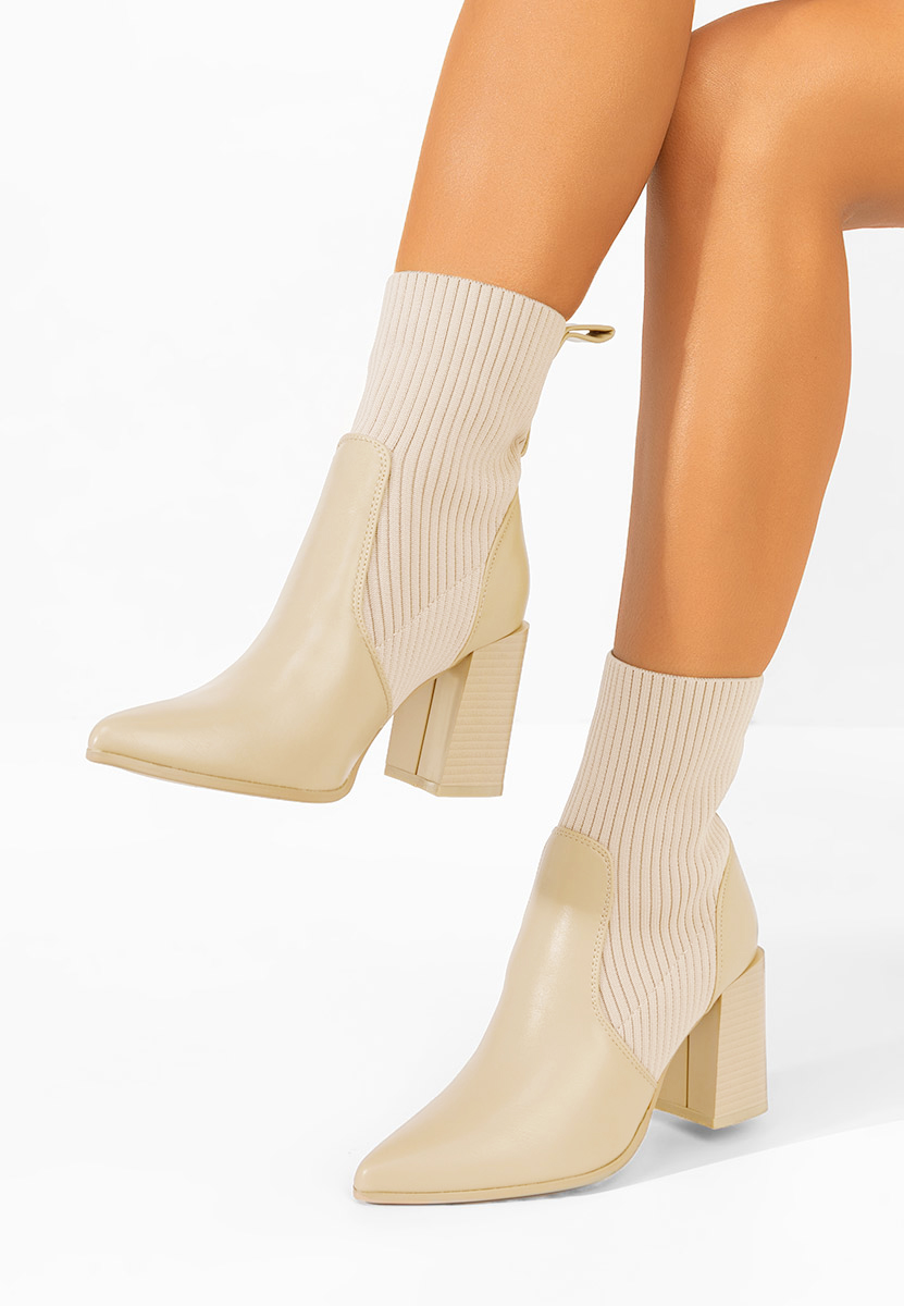 Khaki členkové čižmy na hrubom podpätku Vinuele V2