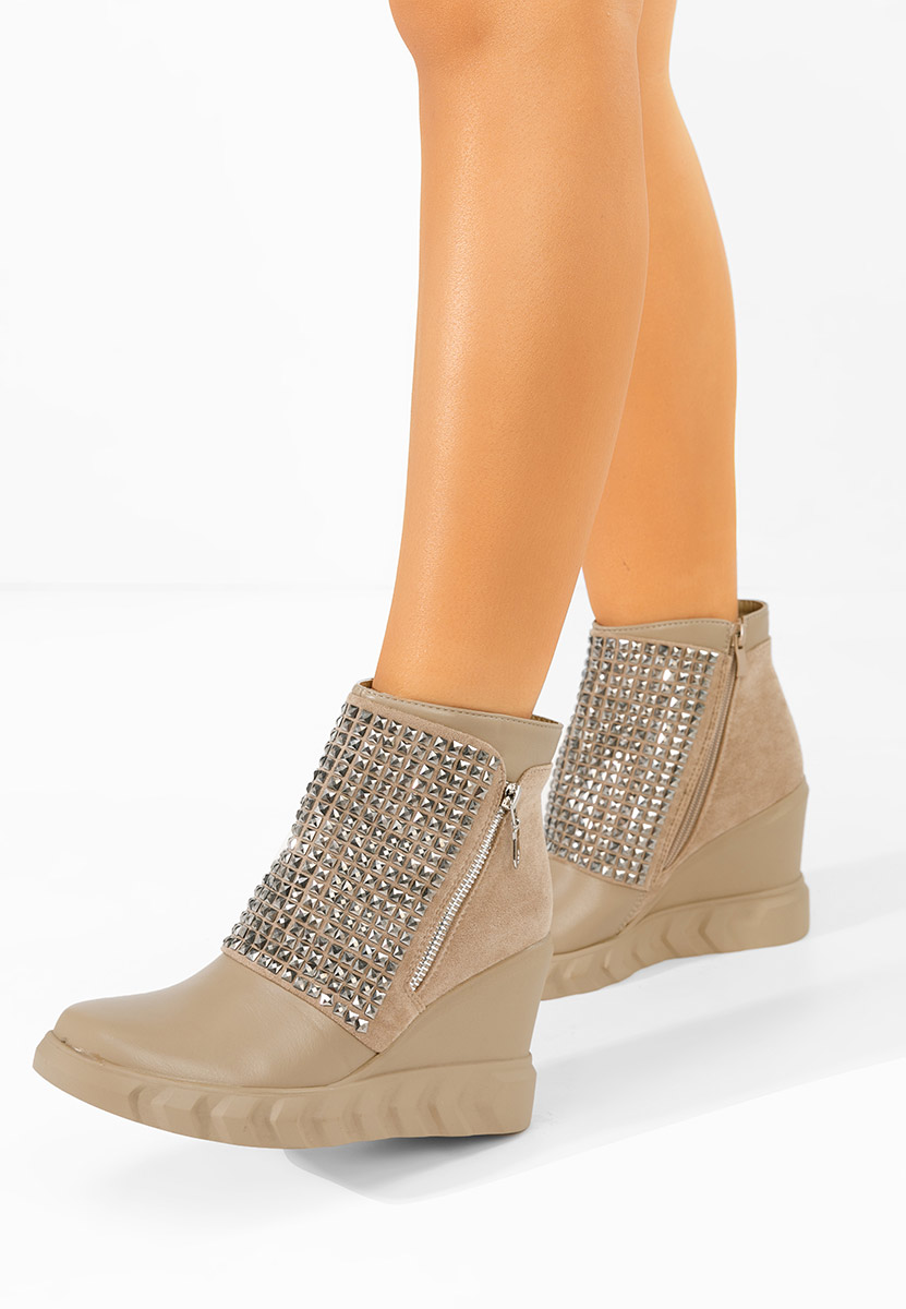 E-shop Khaki členkové čižmy na platforme Ismelora