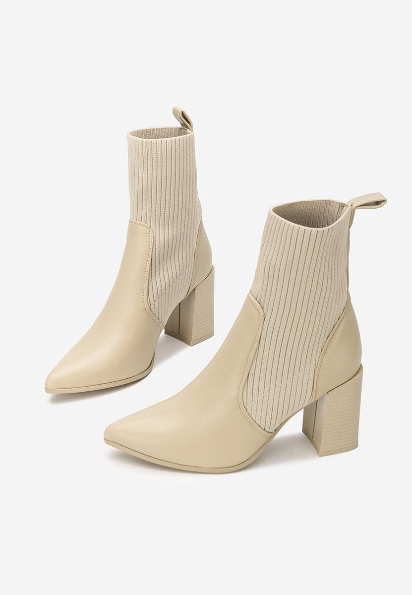 Khaki členkové čižmy na hrubom podpätku Vinuele V2