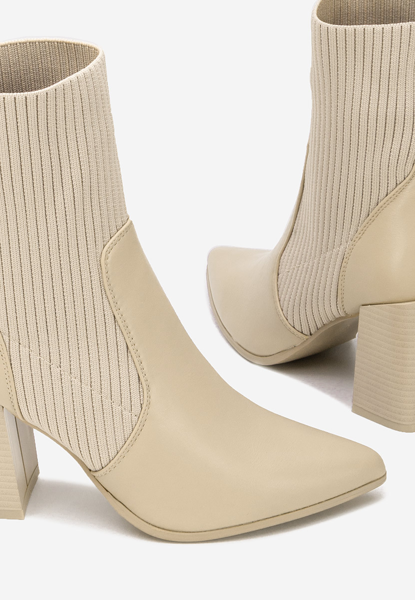 Khaki členkové čižmy na hrubom podpätku Vinuele V2
