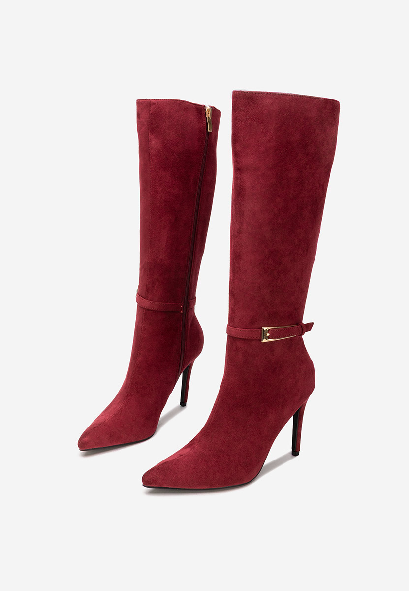 Bordové čižmy na tenkom podpätku Narcisia