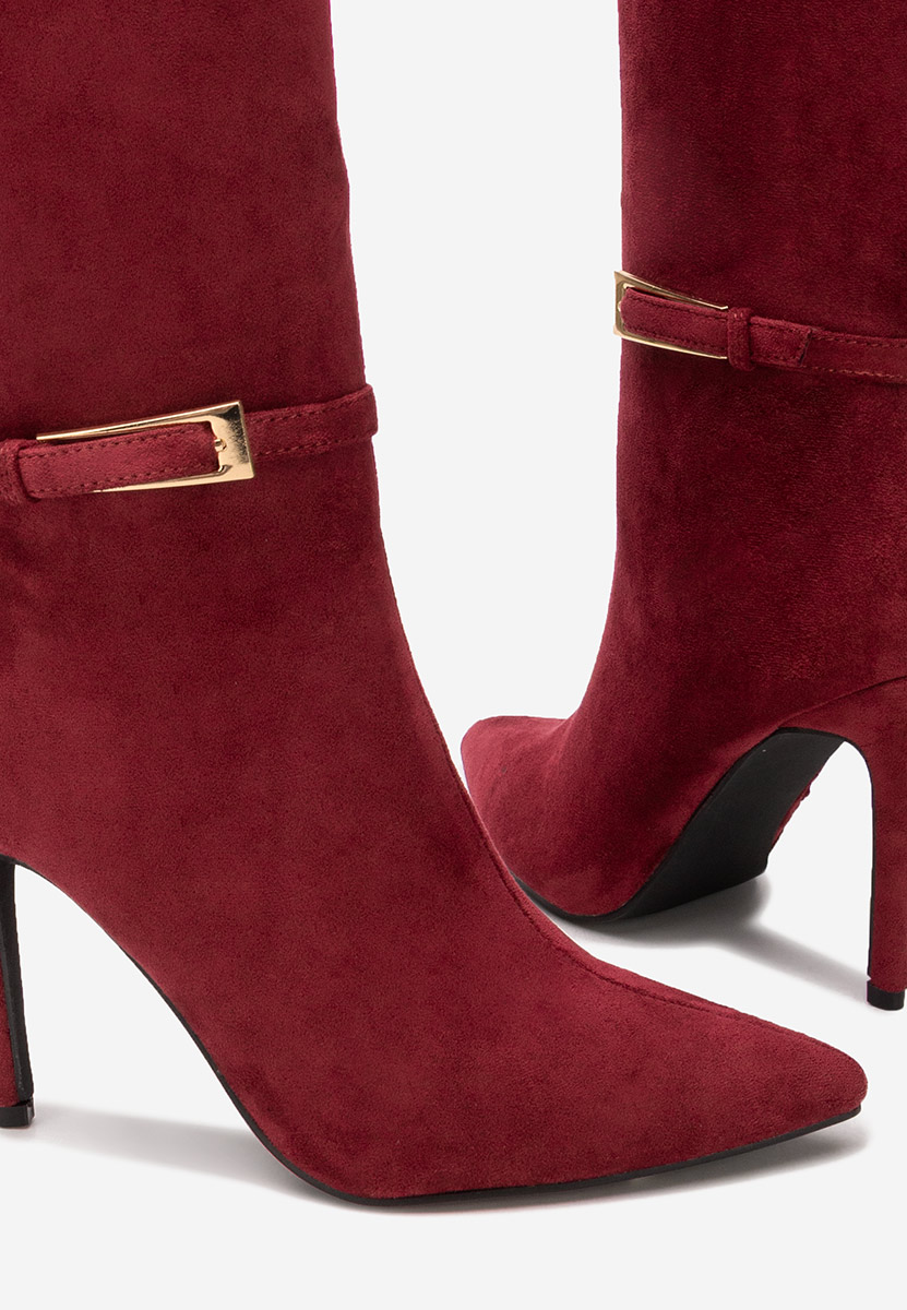 Bordové čižmy na tenkom podpätku Narcisia