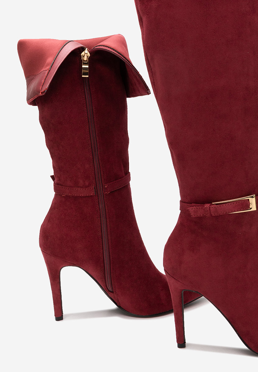 Bordové čižmy na tenkom podpätku Narcisia