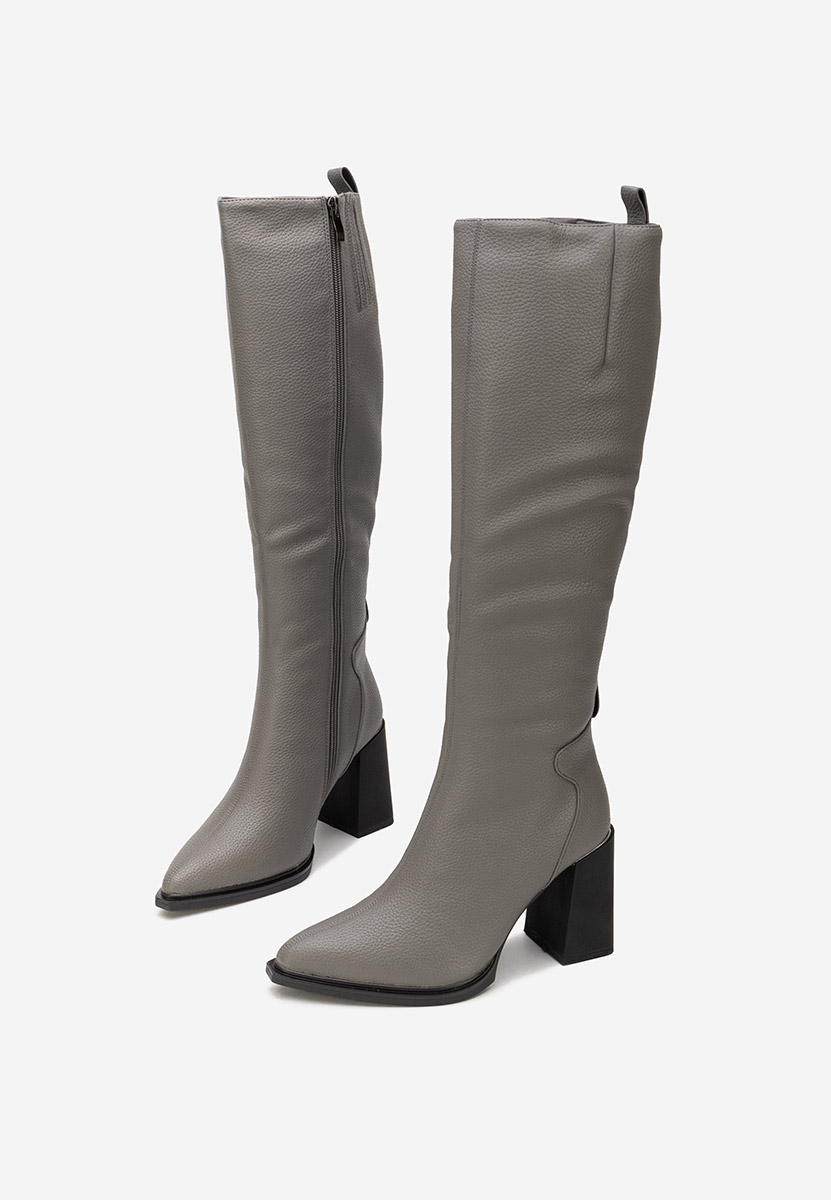 Sivé čižmy na hrubom podpätku Ricardia
