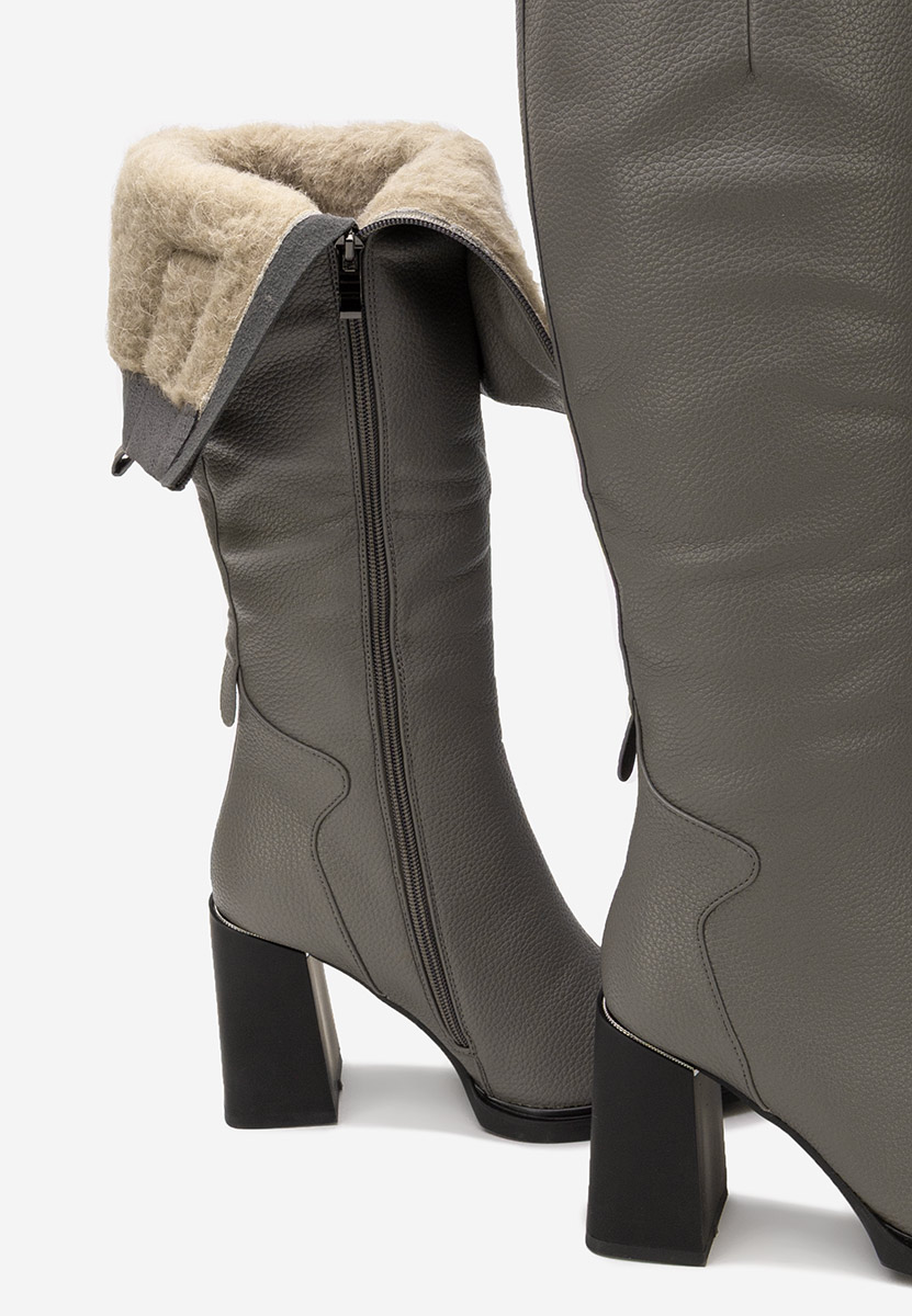 Sivé čižmy na hrubom podpätku Ricardia