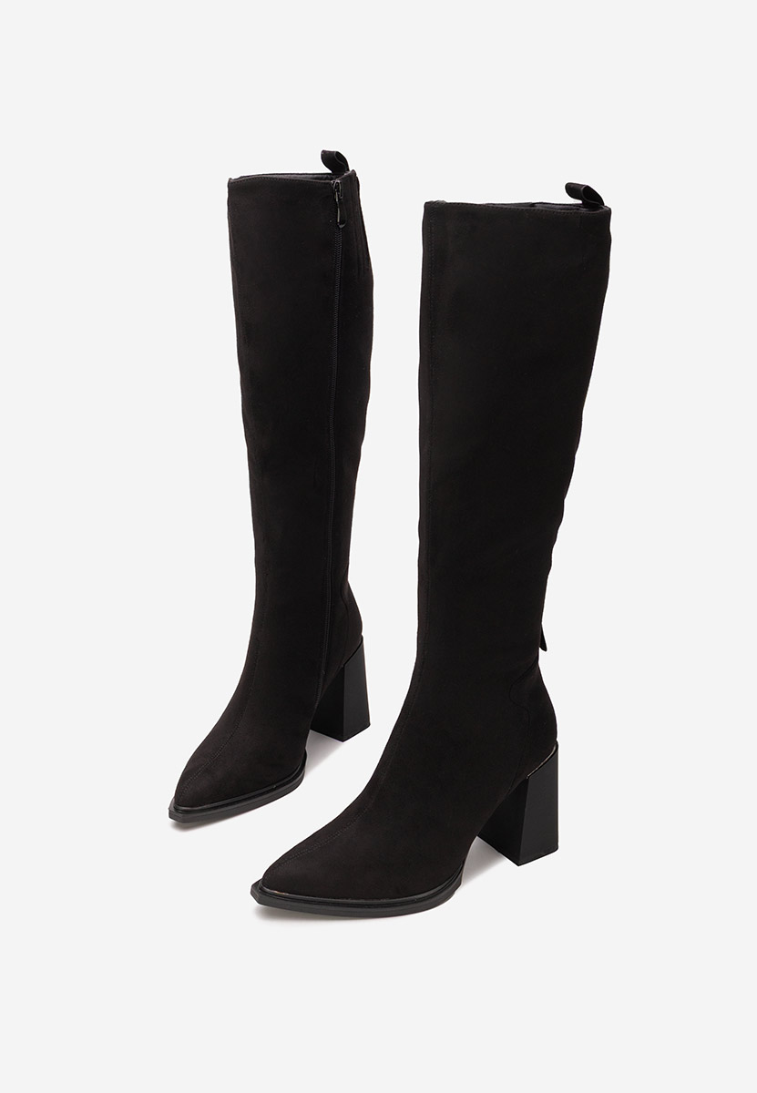 Čierne čižmy na hrubom podpätku Ricardia V3
