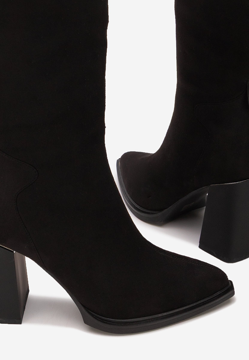 Čierne čižmy na hrubom podpätku Ricardia V3