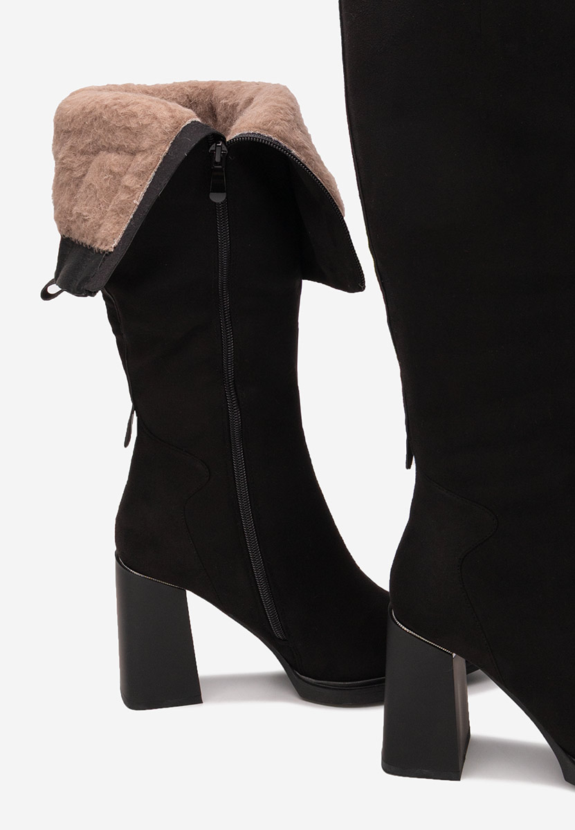 Čierne čižmy na hrubom podpätku Ricardia V3