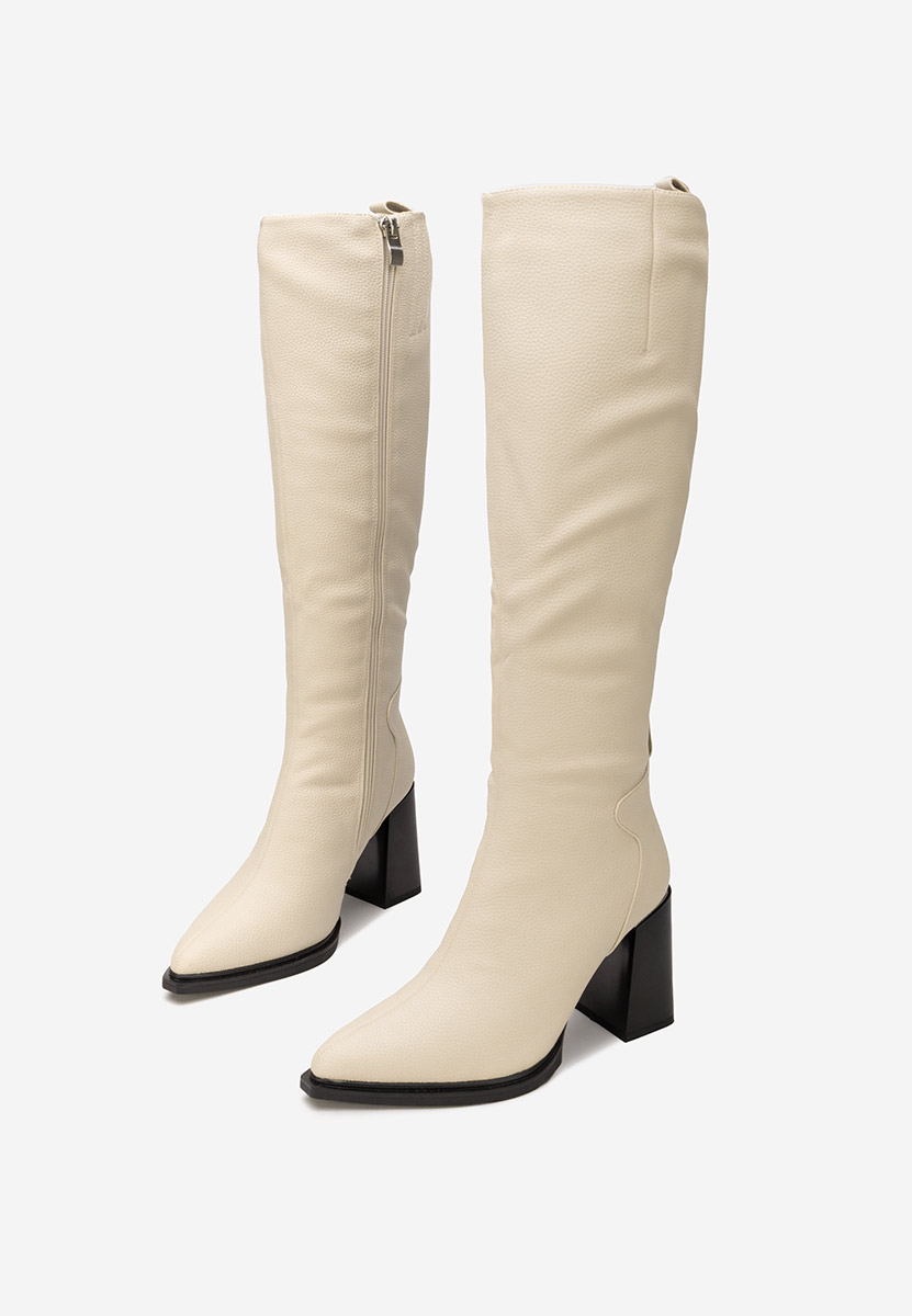 Béžové čižmy na hrubom podpätku Ricardia