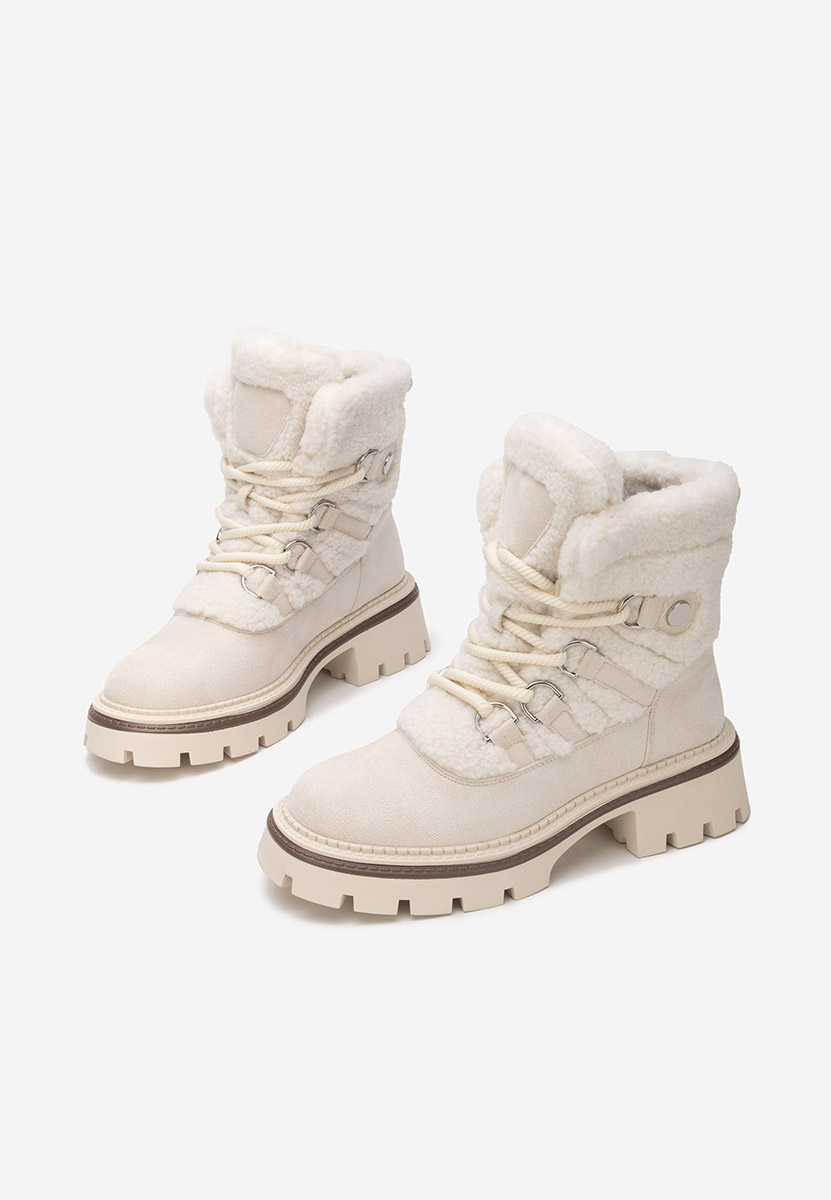 Béžové dámske zimné členkové čižmy Kalindra