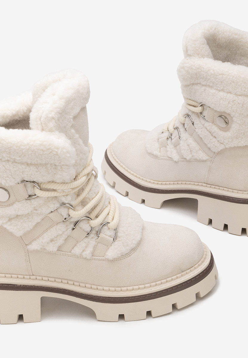 Béžové dámske zimné členkové čižmy Kalindra