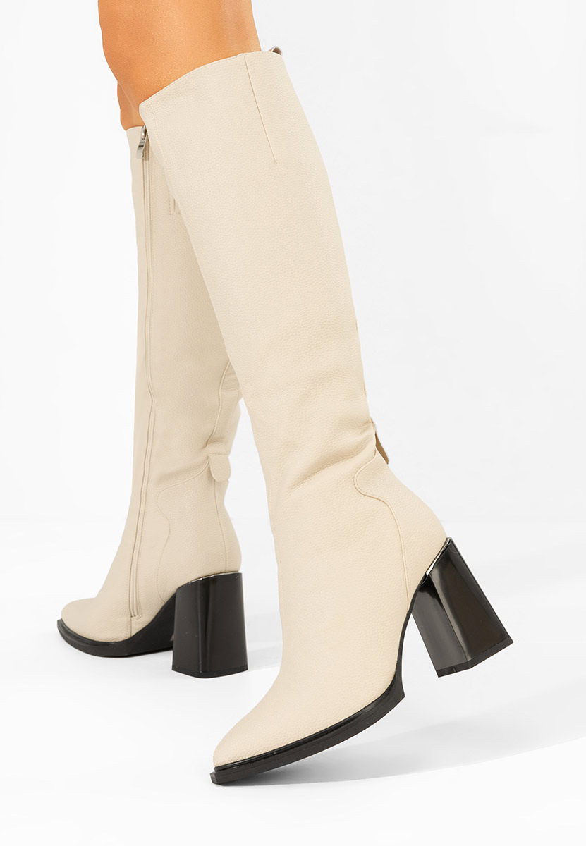 Béžové čižmy na hrubom podpätku Ricardia