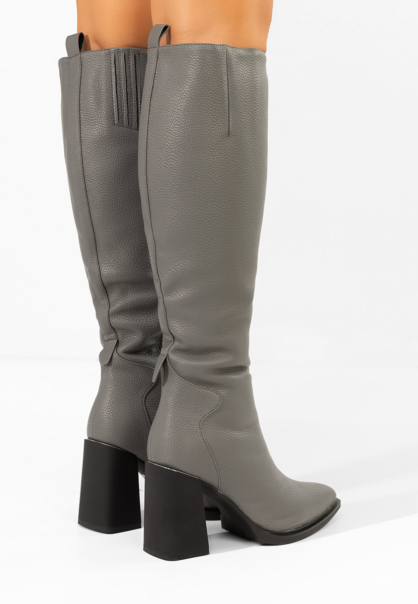 Sivé čižmy na hrubom podpätku Ricardia