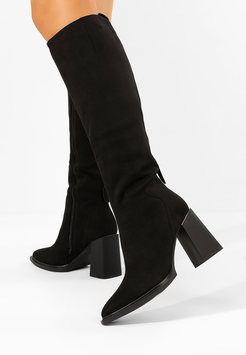 Čierne čižmy na hrubom podpätku Ricardia V3