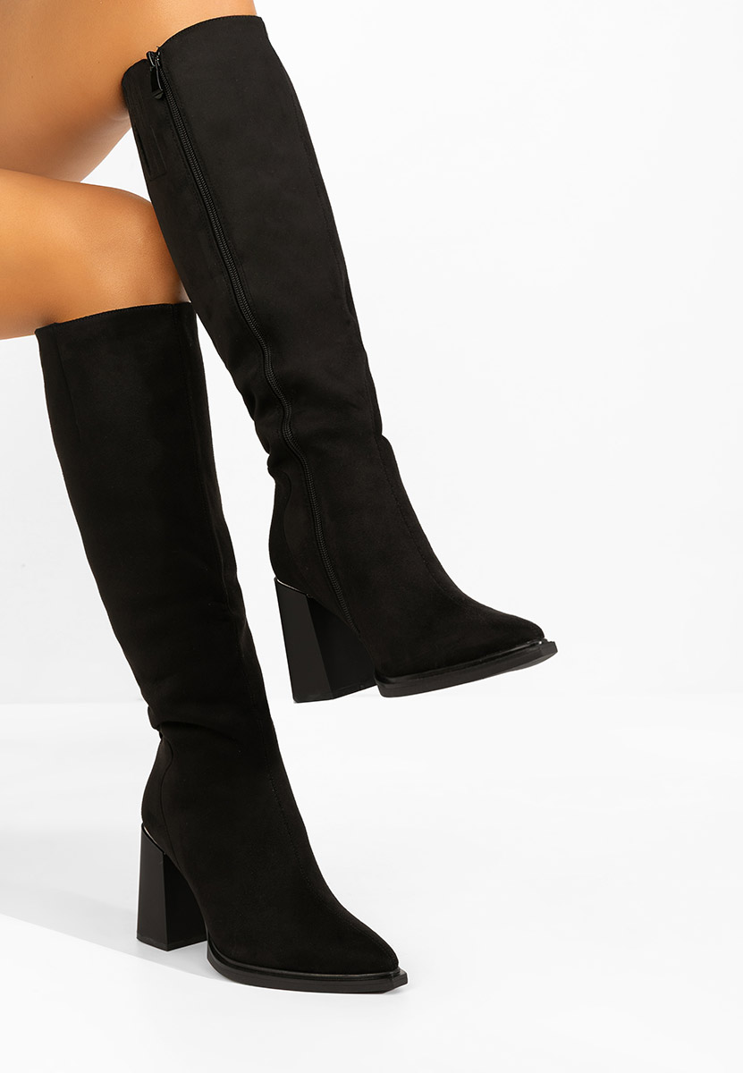 Čierne čižmy na hrubom podpätku Ricardia V3