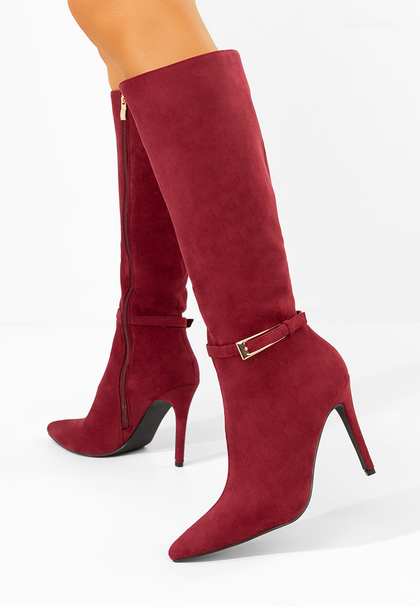 Bordové čižmy na tenkom podpätku Narcisia