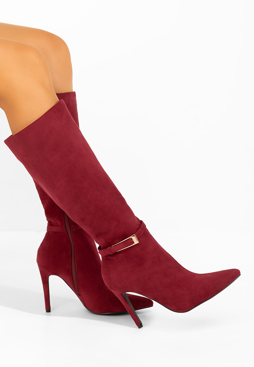 Bordové čižmy na tenkom podpätku Narcisia