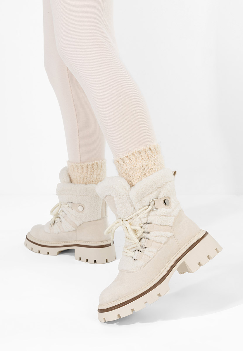 Béžové dámske zimné členkové čižmy Kalindra