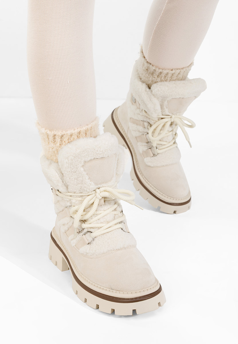 Béžové dámske zimné členkové čižmy Kalindra