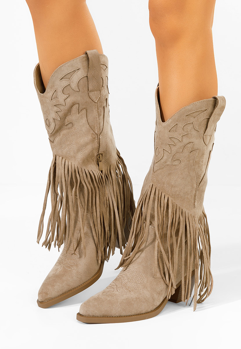 Khaki kovbojské čižmy Jalira