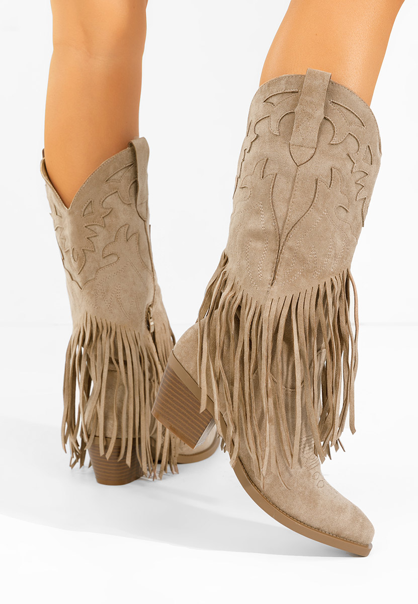 Khaki kovbojské čižmy Jalira