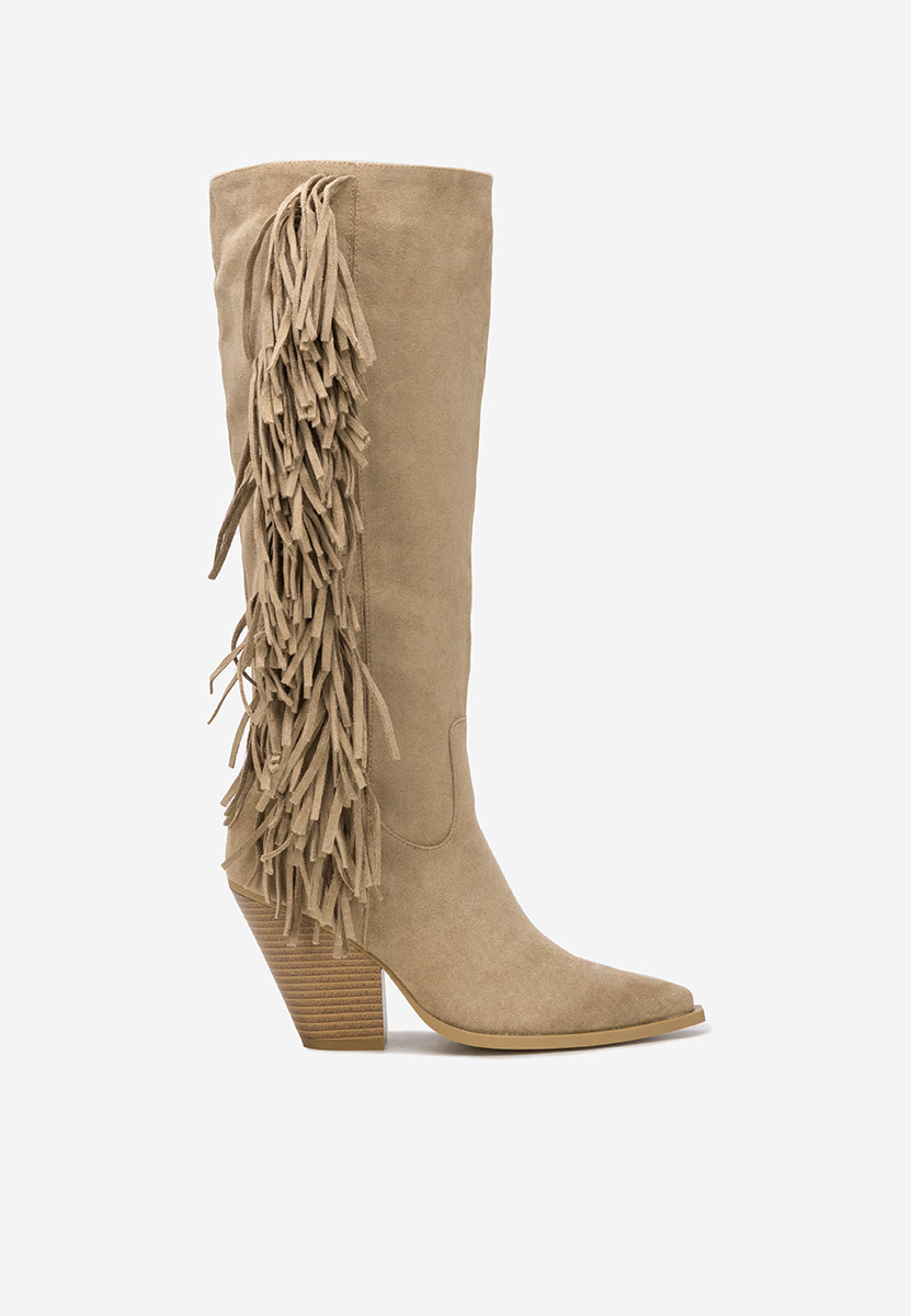 Khaki čižmy na hrubom podpätku Brania