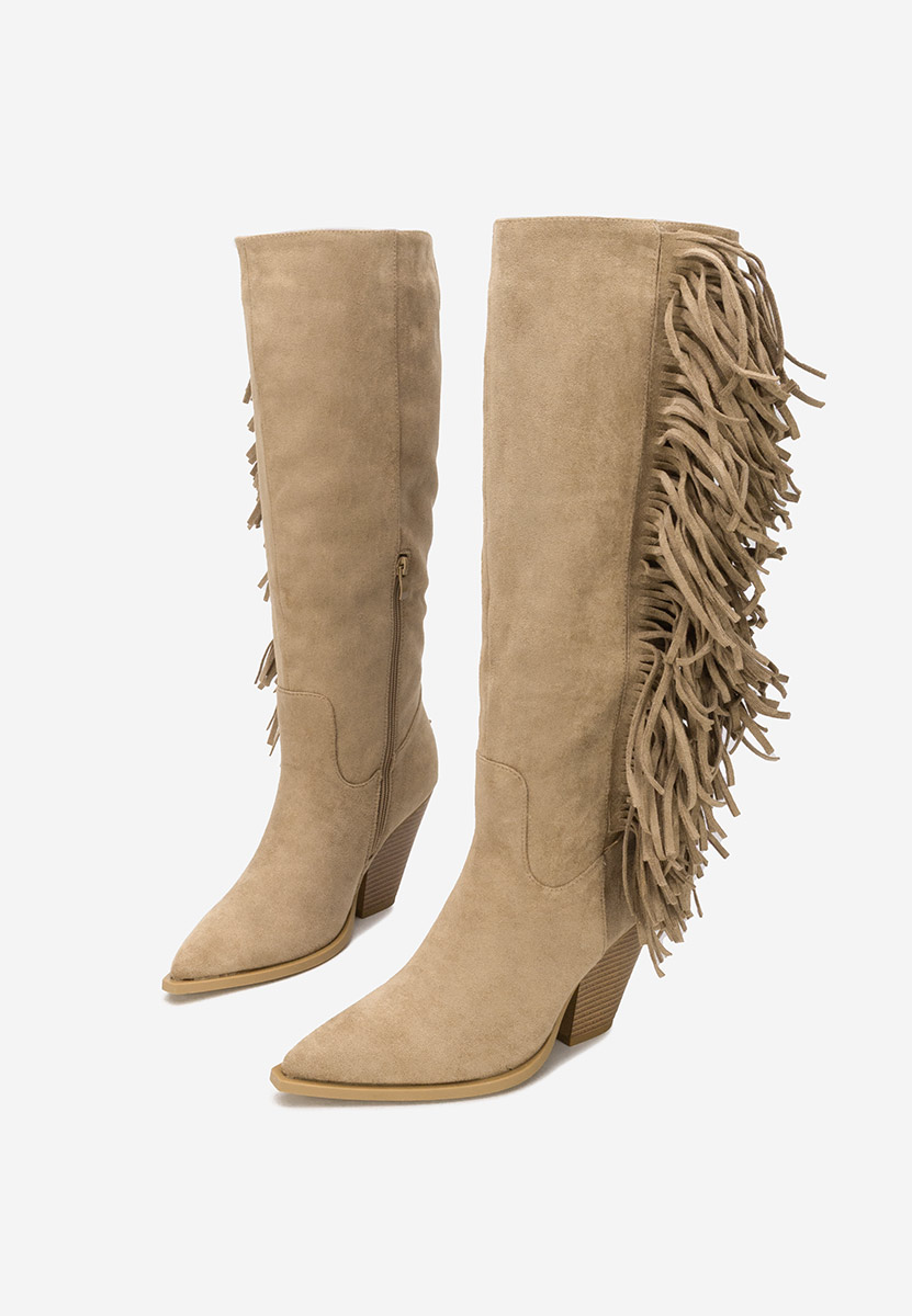 Khaki čižmy na hrubom podpätku Brania