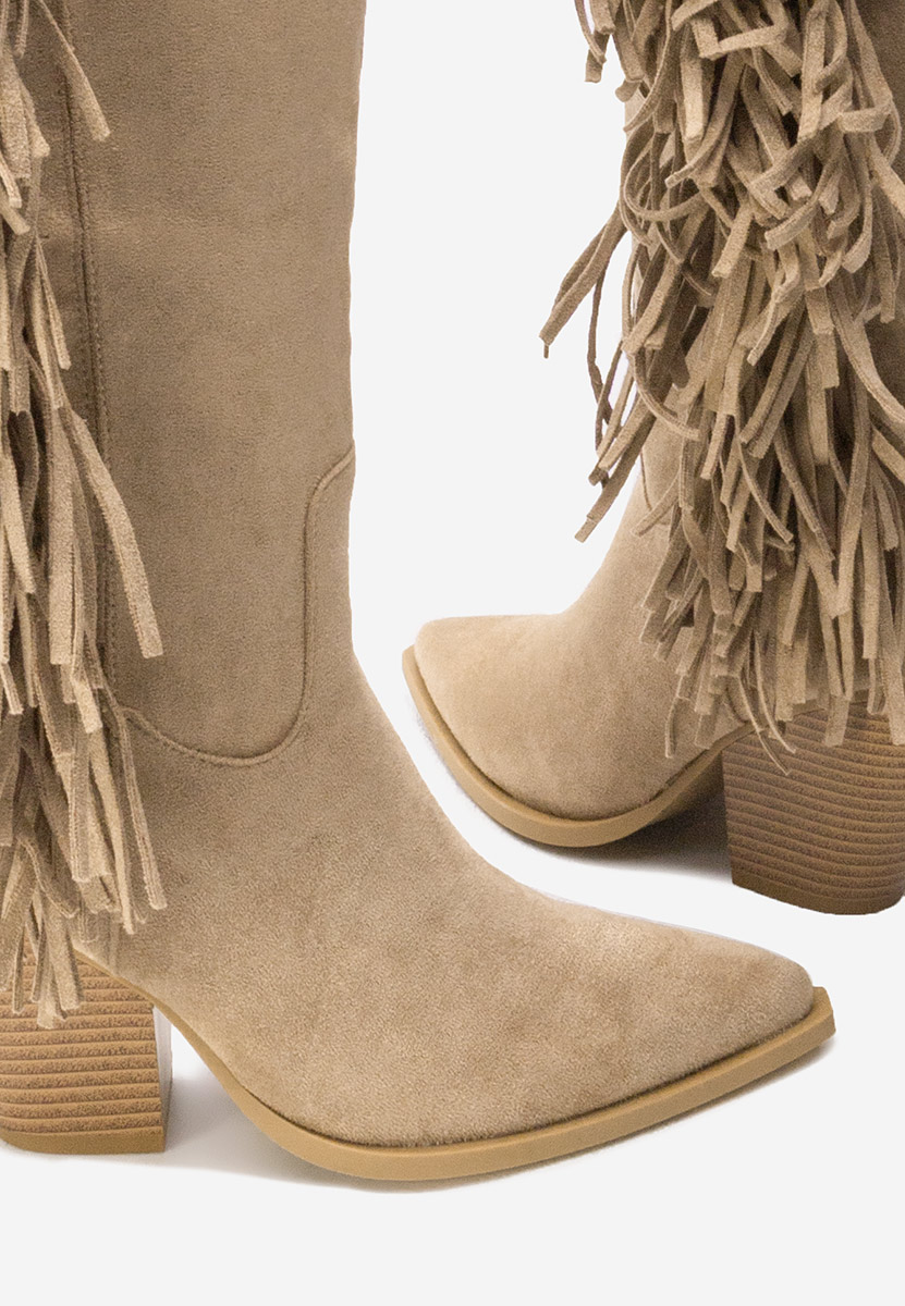 Khaki čižmy na hrubom podpätku Brania