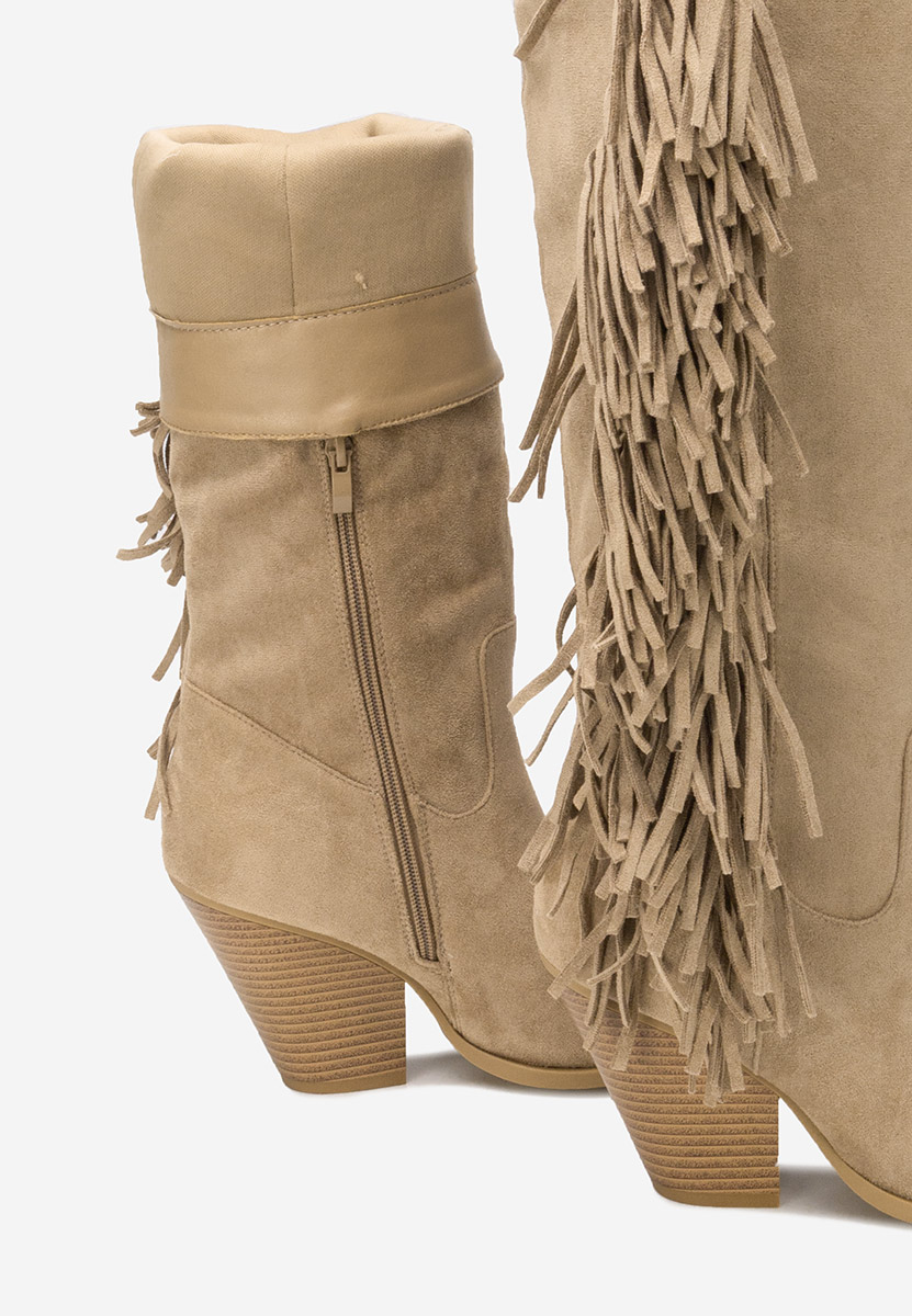 Khaki čižmy na hrubom podpätku Brania