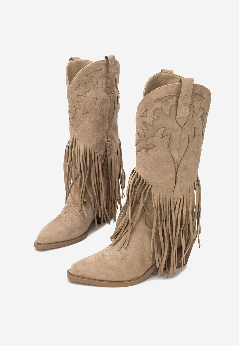 Khaki kovbojské čižmy Jalira