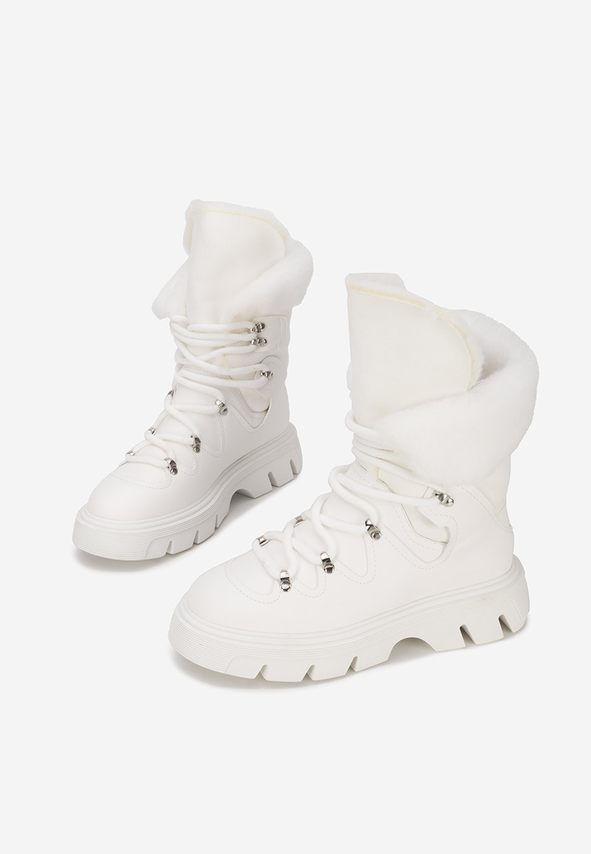 Biele dámske zimné členkové čižmy Celima