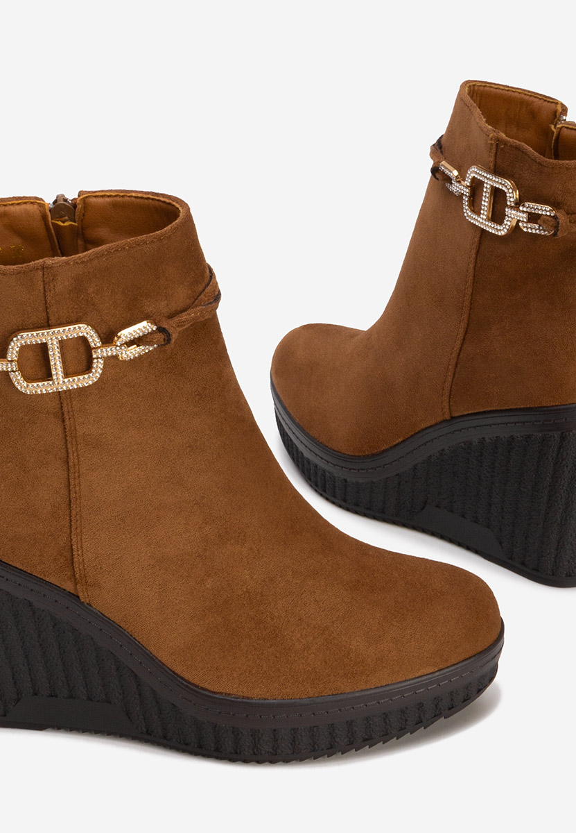 Camelové kotníkové čižmy na platforme Charlet V3