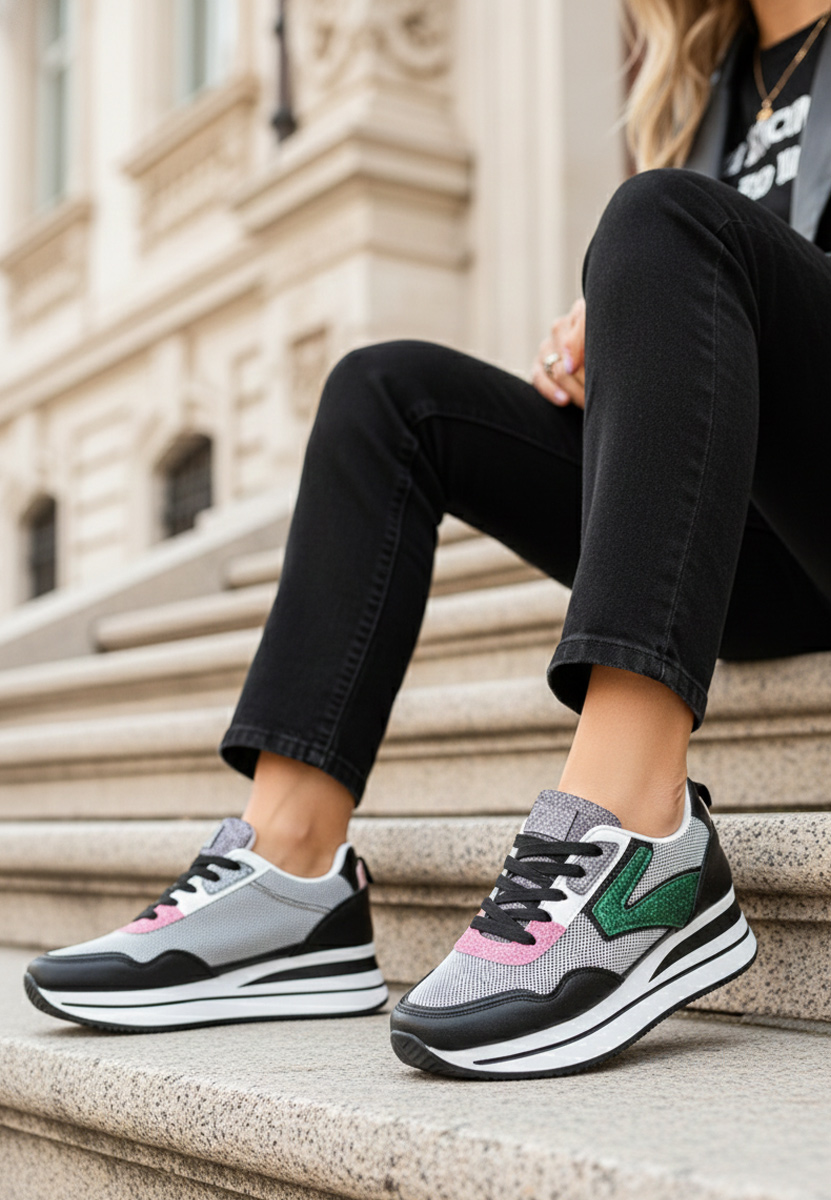 Čierne tenisky na platforme Tarika