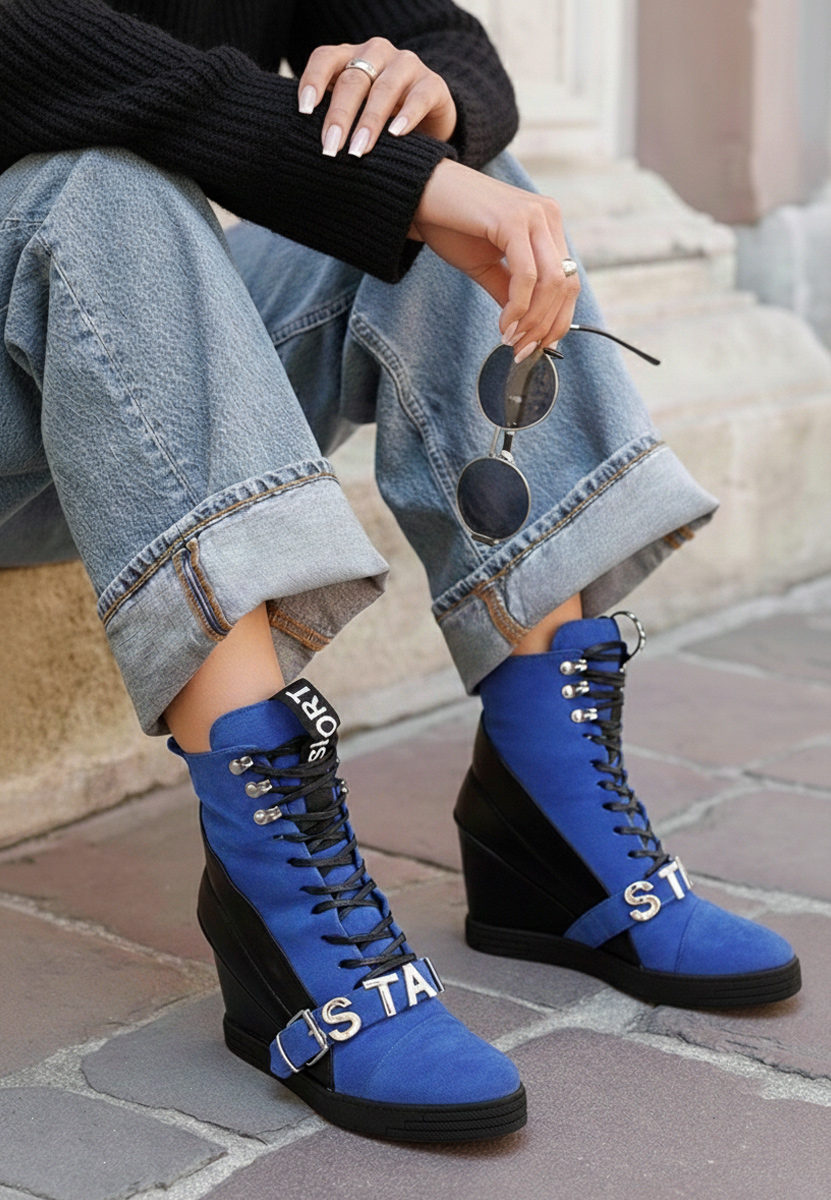 Modré dámske tenisky na platforme Candy