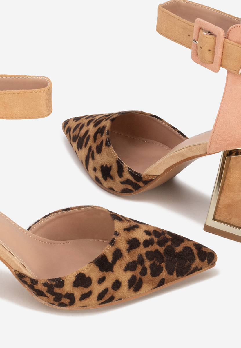 Leopardie lodičky na hrubom opätku Rebecka