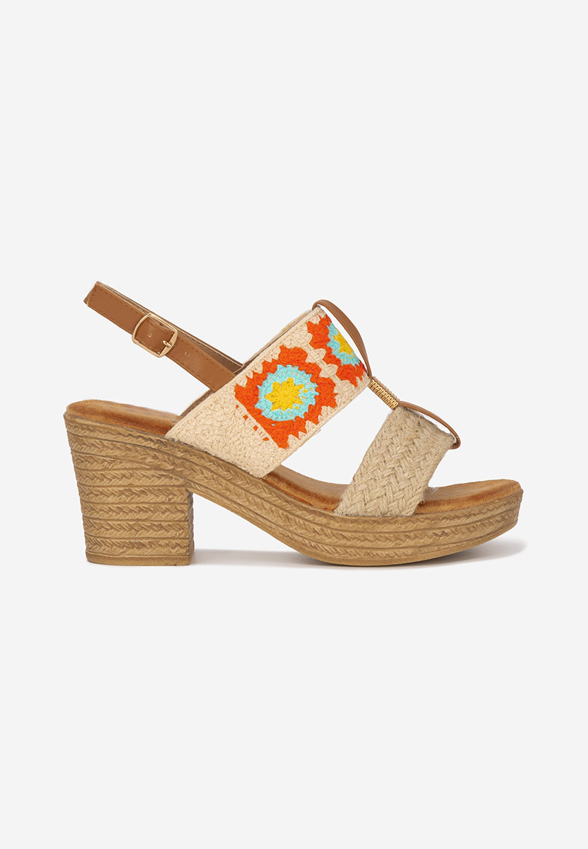Béžové sandále na hrubom opätku a platforme Zeina V3